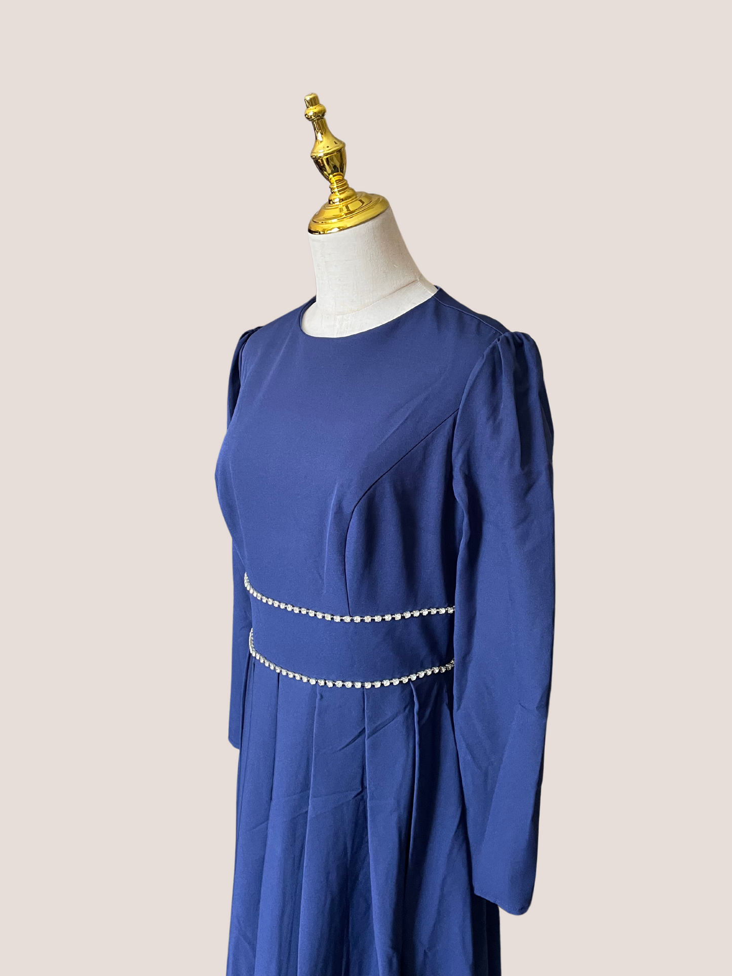 A-Line Rhinestone-Embellished Waist Evening Gown