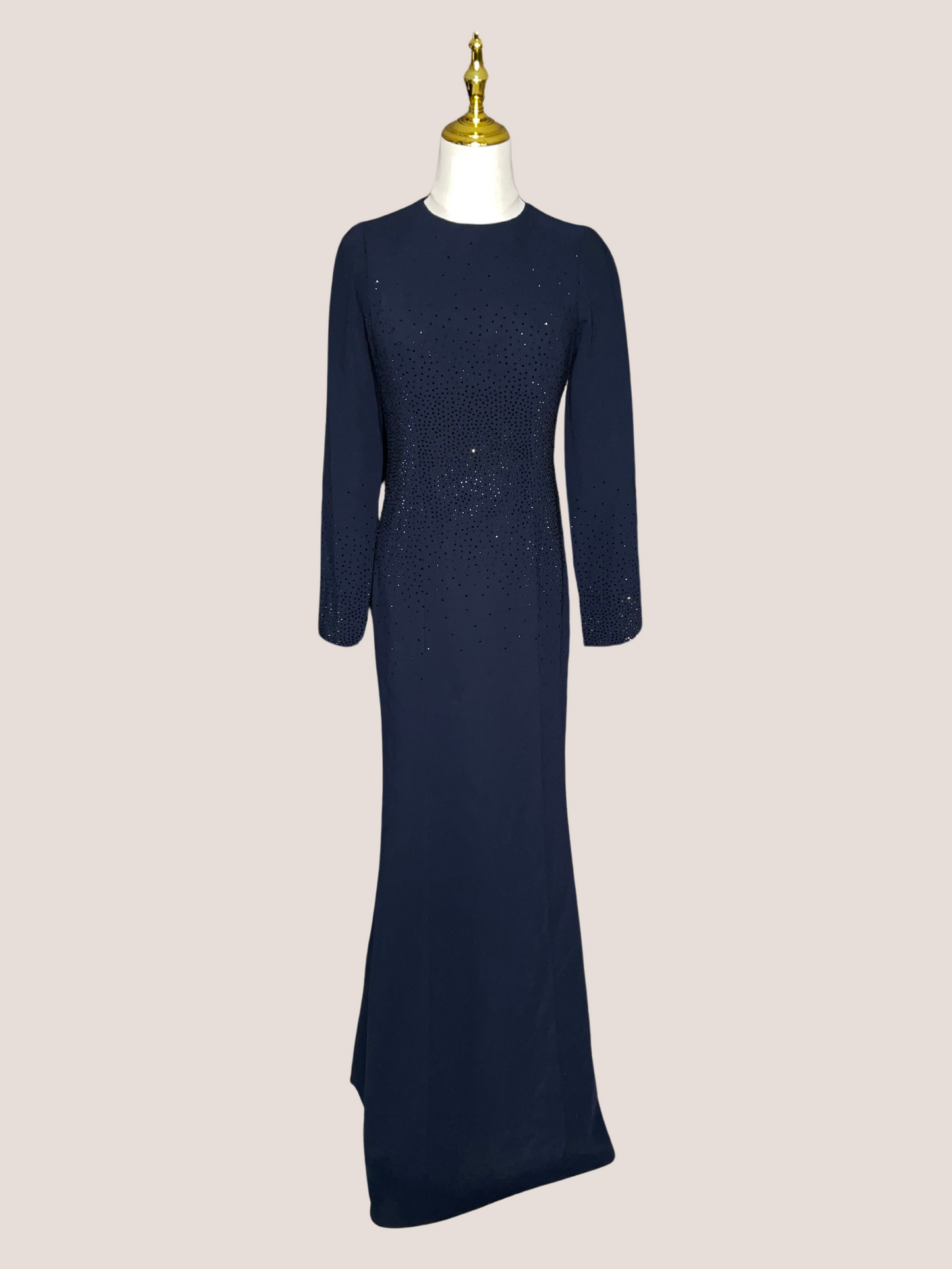 A-Line Rhinestone-Embellished Crepe Gown