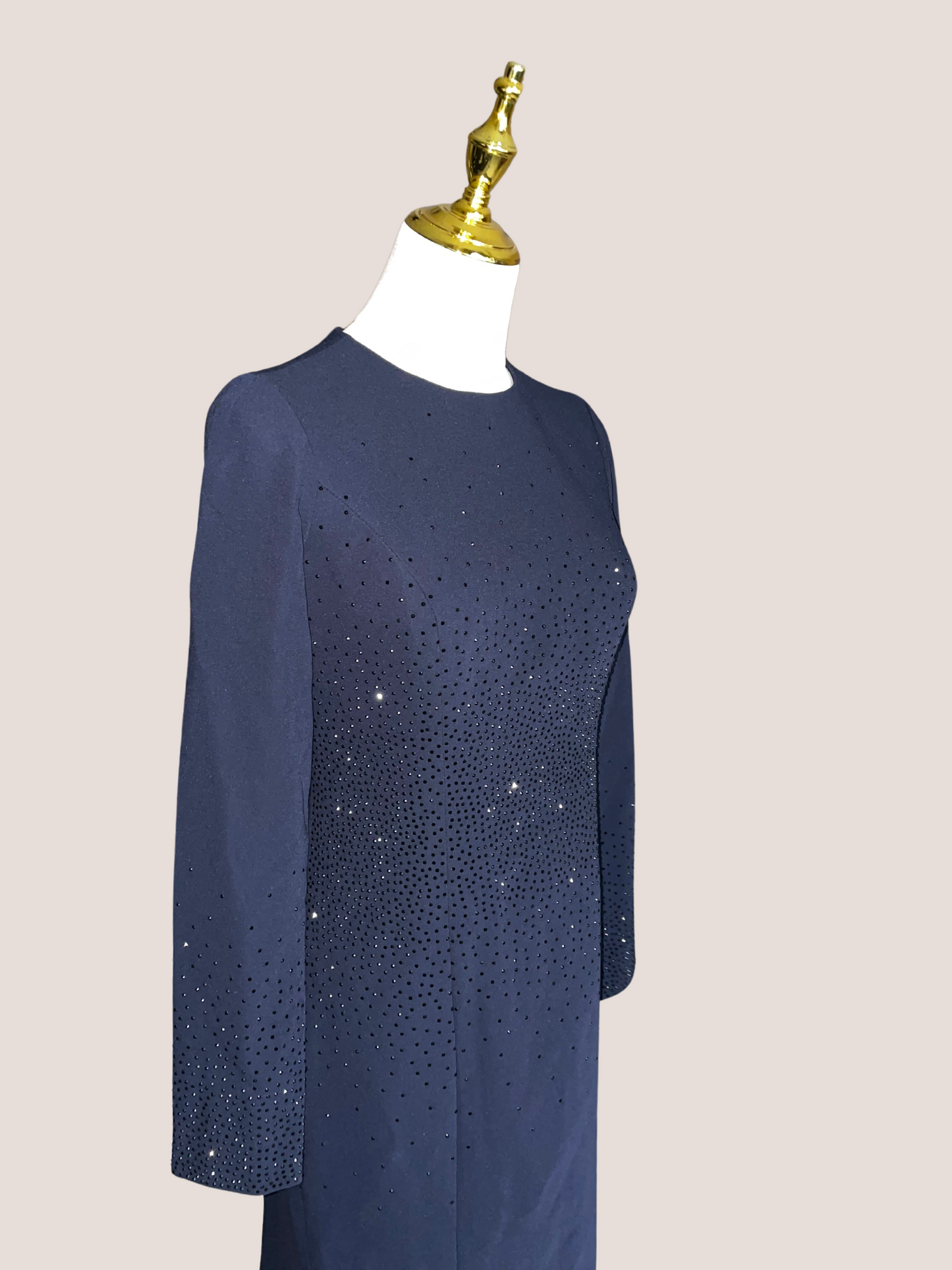 A-Line Rhinestone-Embellished Crepe Gown
