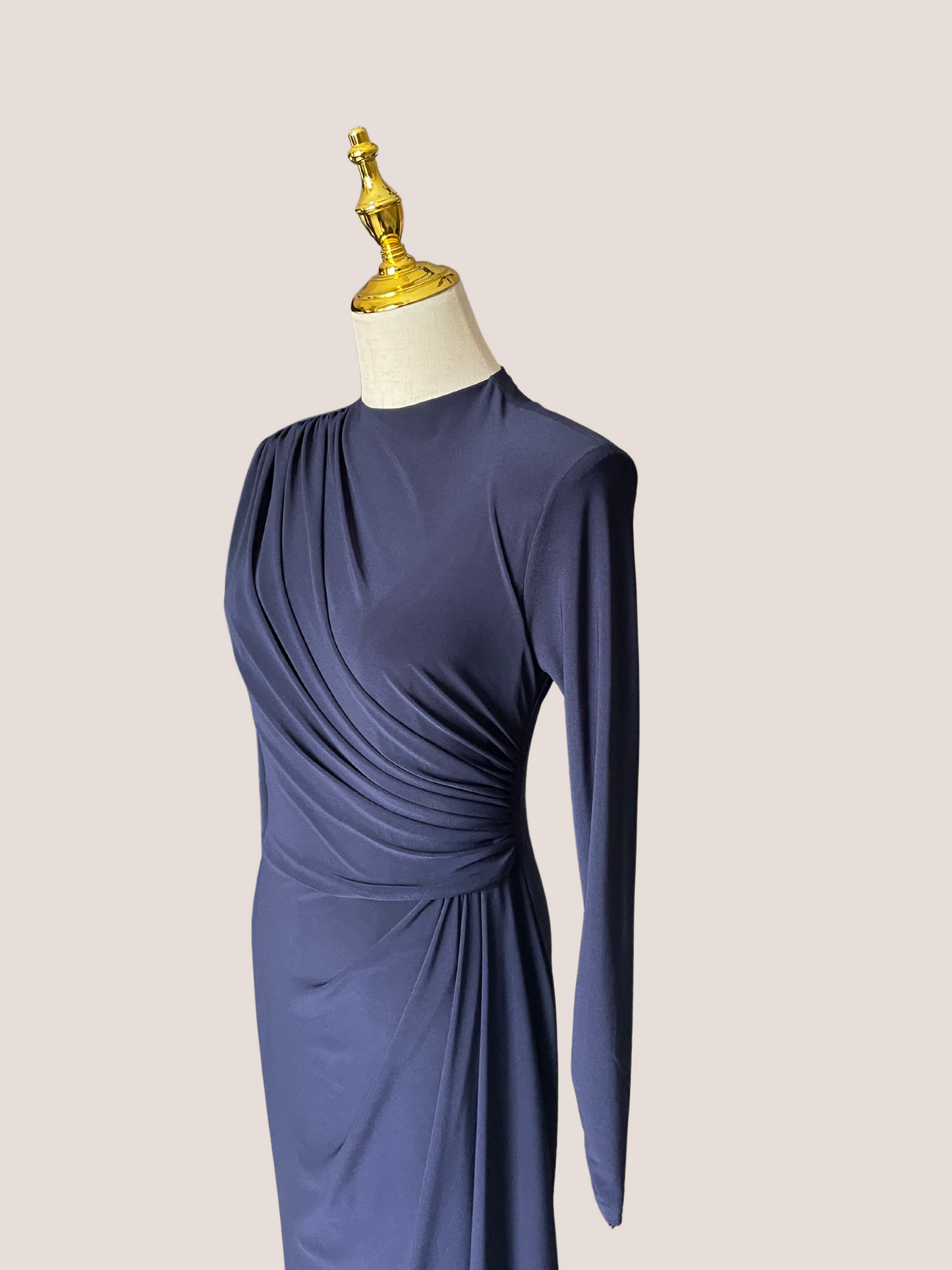 Ruffle Long Sleeve Sheath Gown