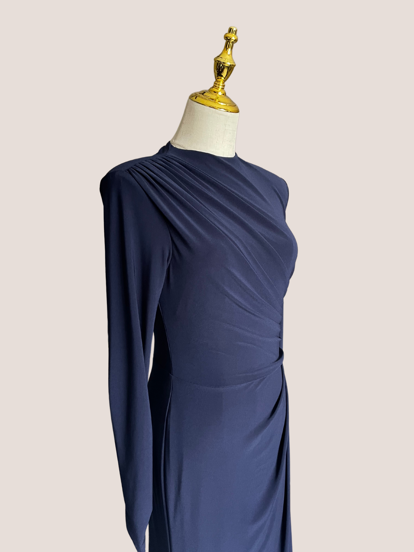 Ruffle Long Sleeve Sheath Gown