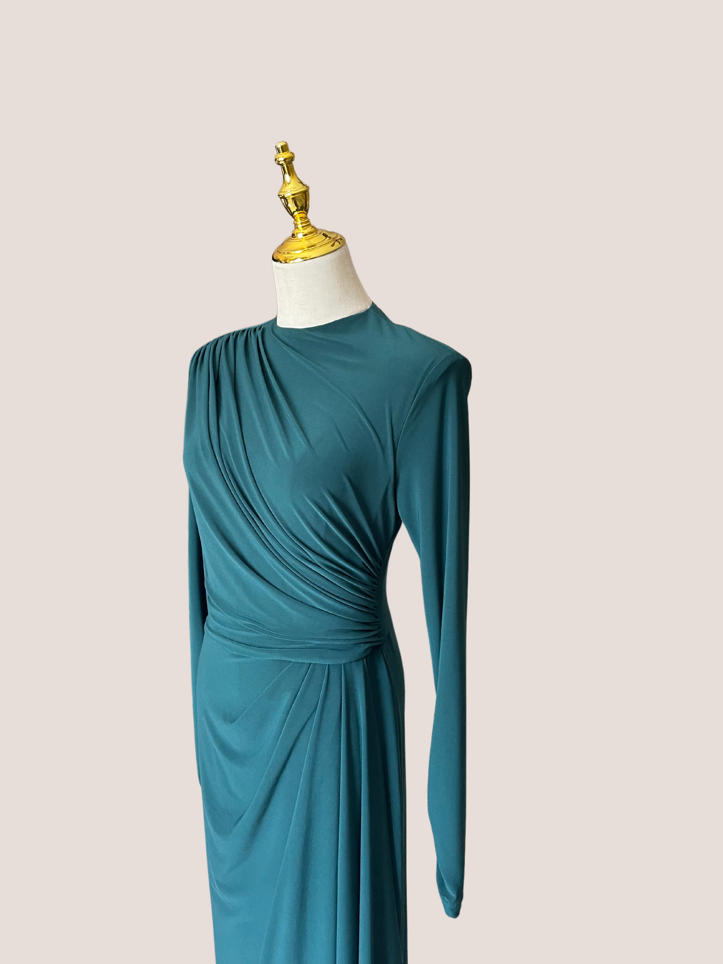 Ruffle Long Sleeve Sheath Gown