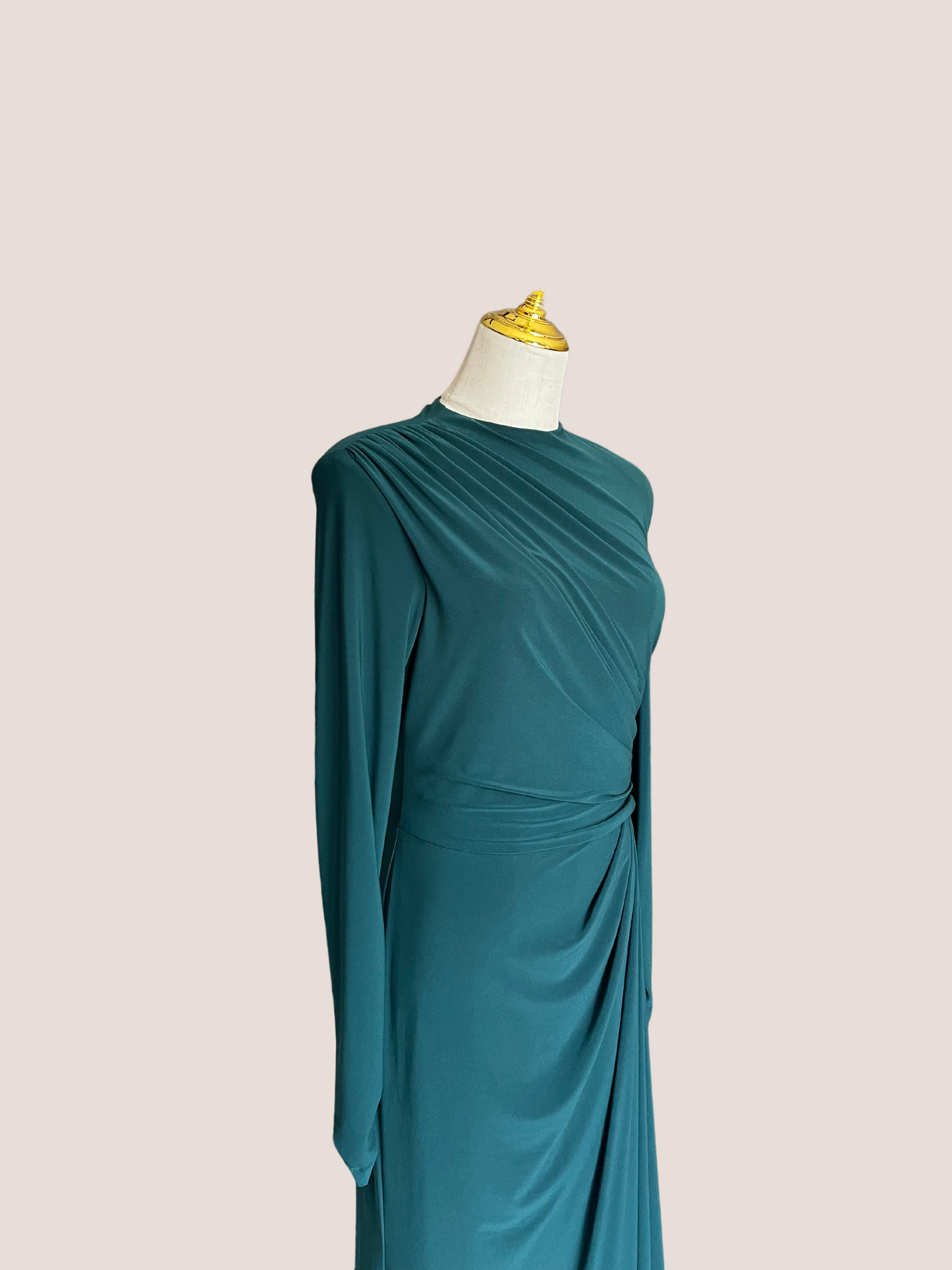 Ruffle Long Sleeve Sheath Gown