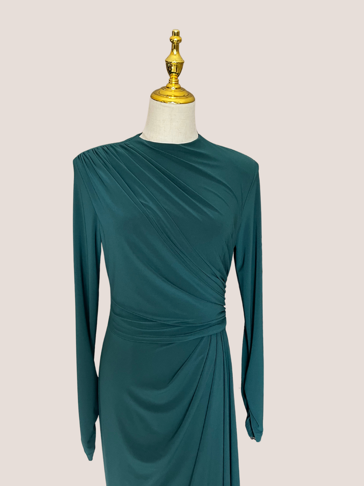 Ruffle Long Sleeve Sheath Gown