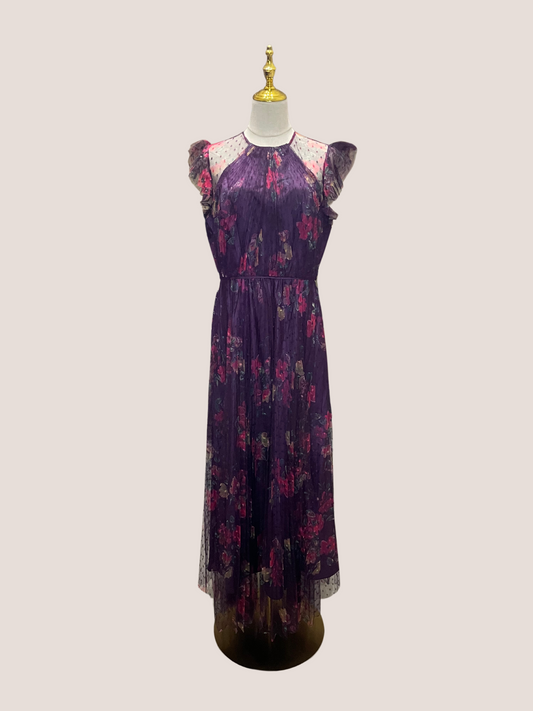 Floral Flutter Sleeve Midi Dress