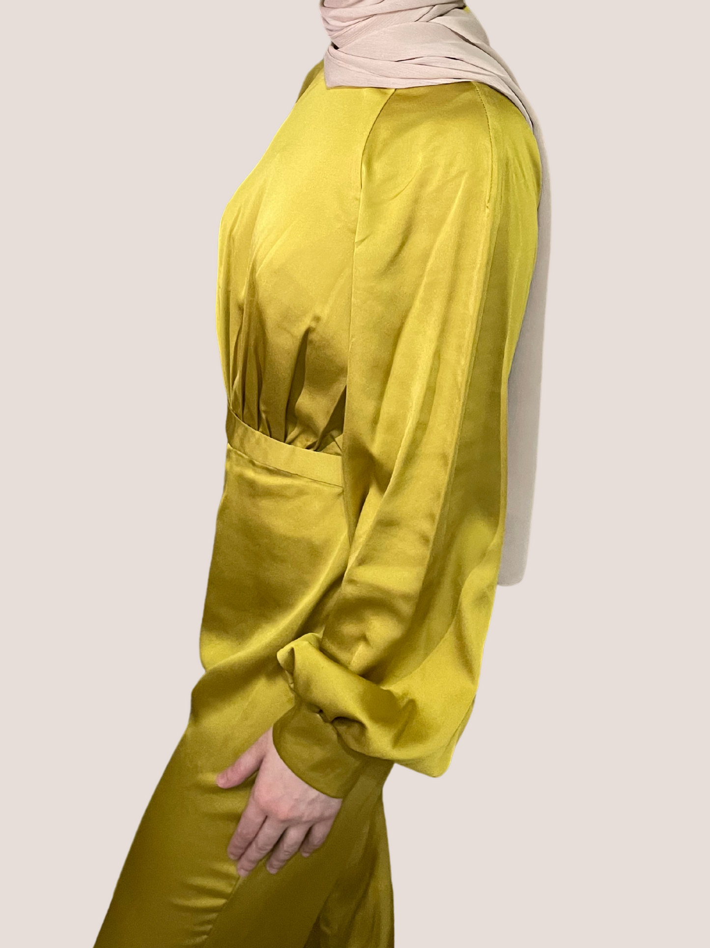 Satin Raglan Long Sleeve High Neck Jumpsuit