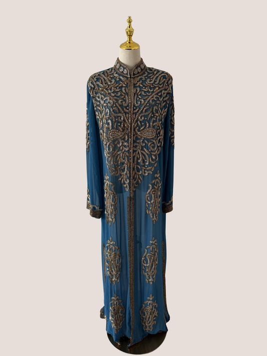 Luxury Motif Embellished Open Jacket