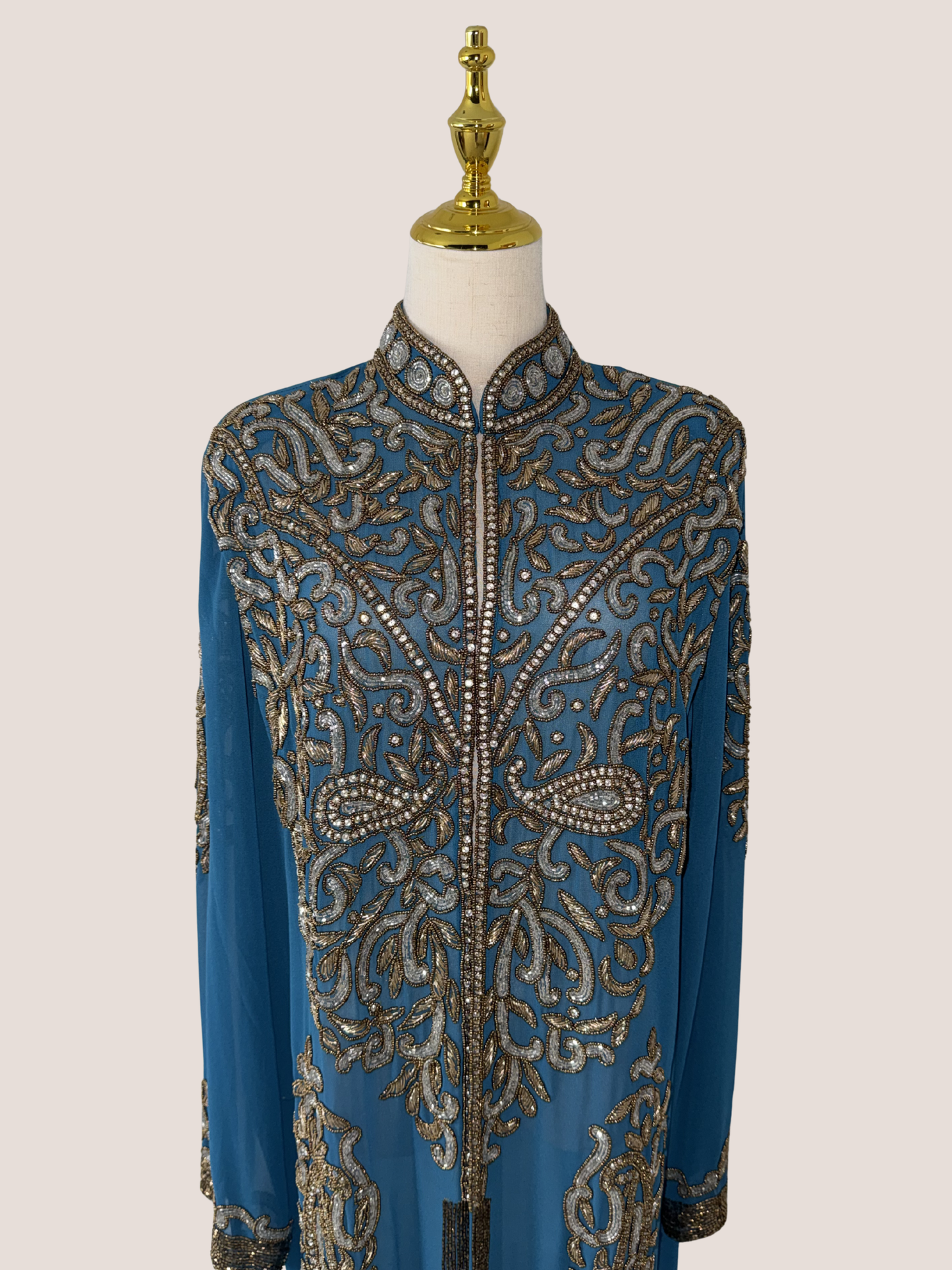 Luxury Motif Embellished Open Jacket