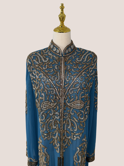 Luxury Motif Embellished Open Jacket
