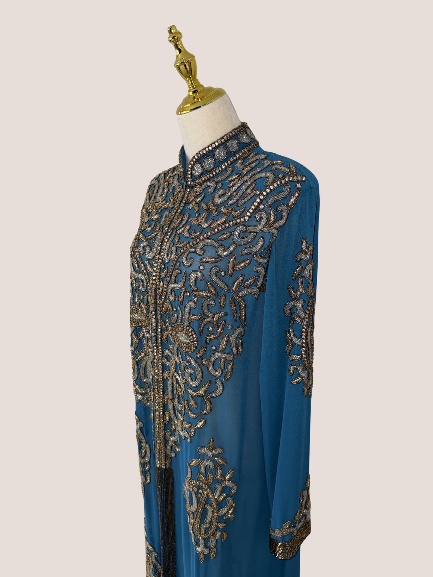 Luxury Motif Embellished Open Jacket