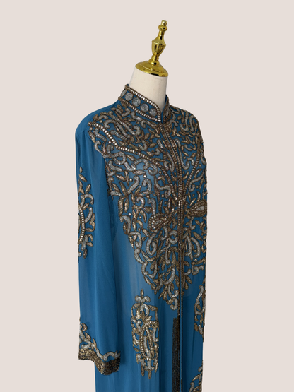 Luxury Motif Embellished Open Jacket