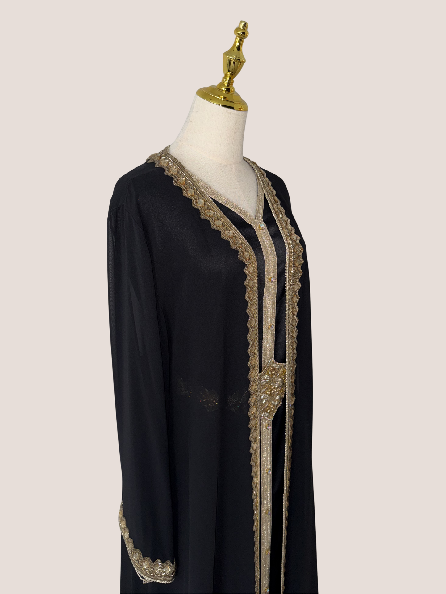 Embellished Abaya with Chiffon Overlay