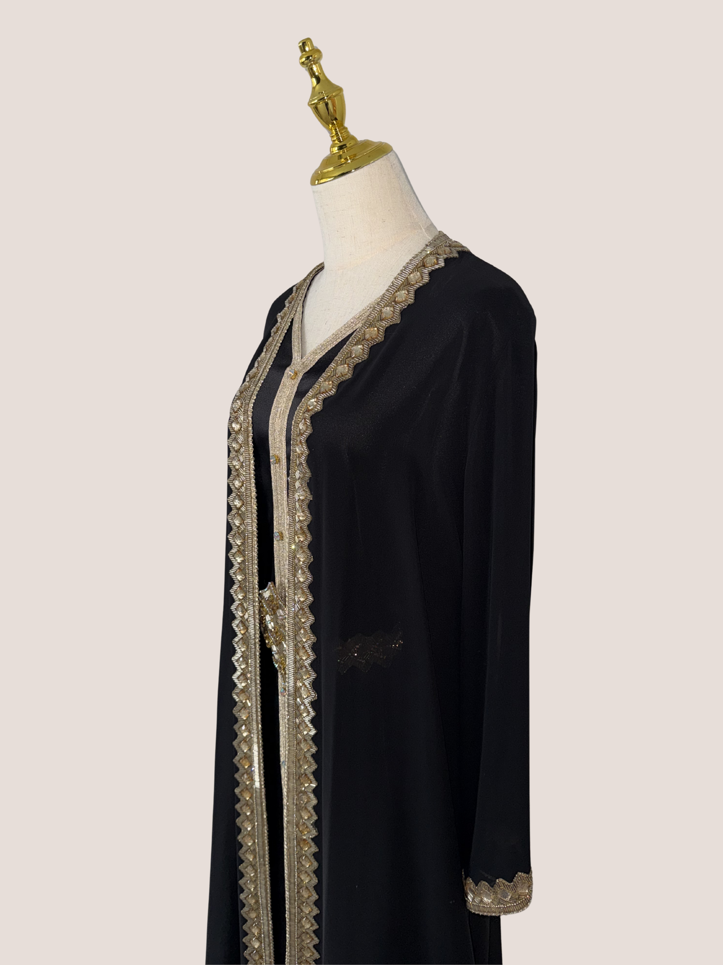 Embellished Abaya with Chiffon Overlay