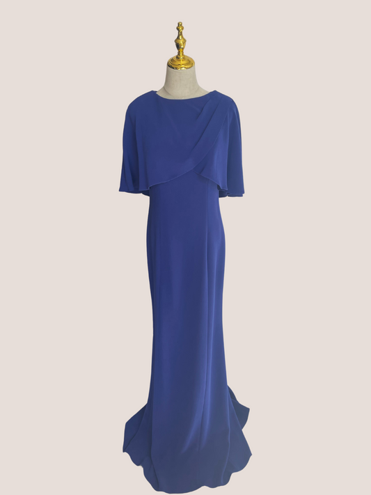 Capelet Crepe Column Gown