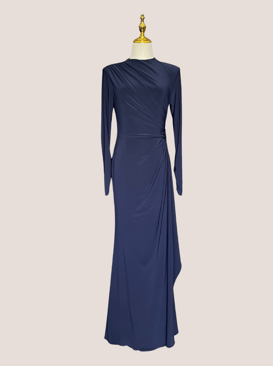 Ruffle Long Sleeve Sheath Gown